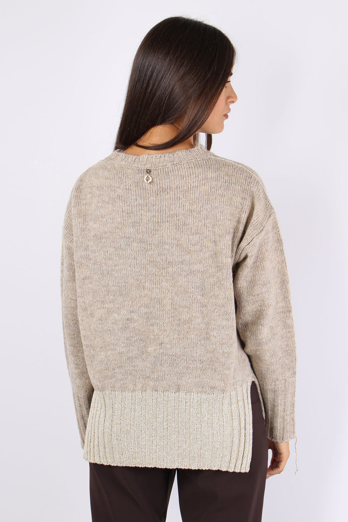 Idraz Maglia Retro Fondo Lurex Creme Brule-3