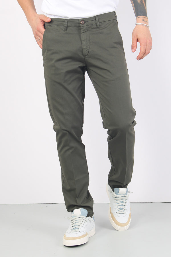 Pantalone Gabardina Basic Verde Militare-2
