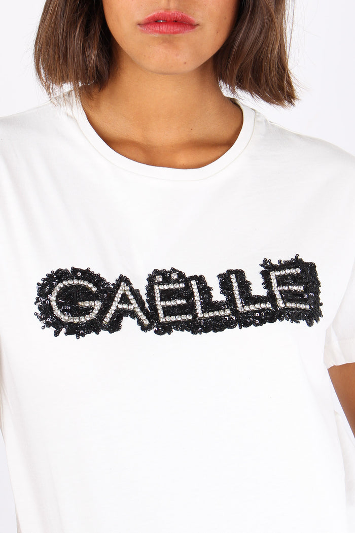 T-shirt Over Logo Strass Off White-6