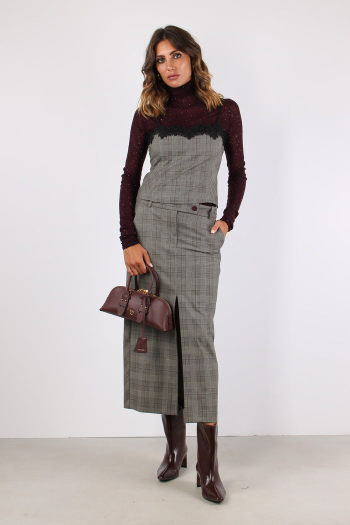 Galega Gonna Lunga Misto Lana Beige/bordeaux