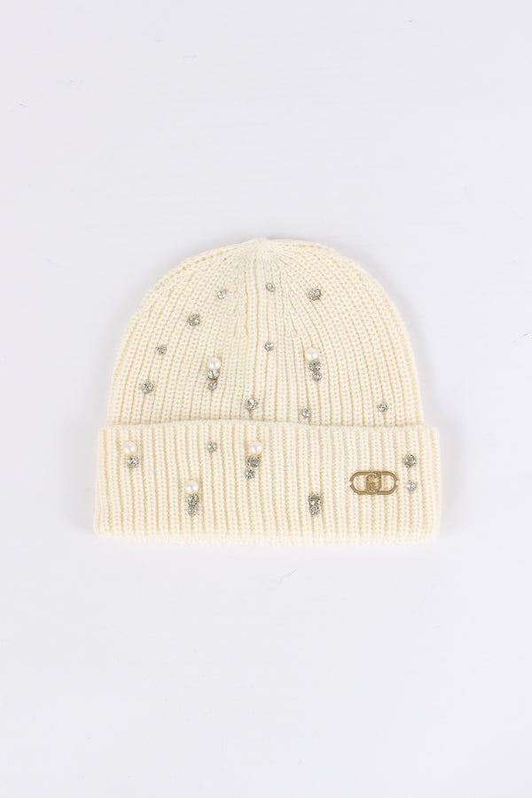 Cuffia Applicazioni Bianco Lana