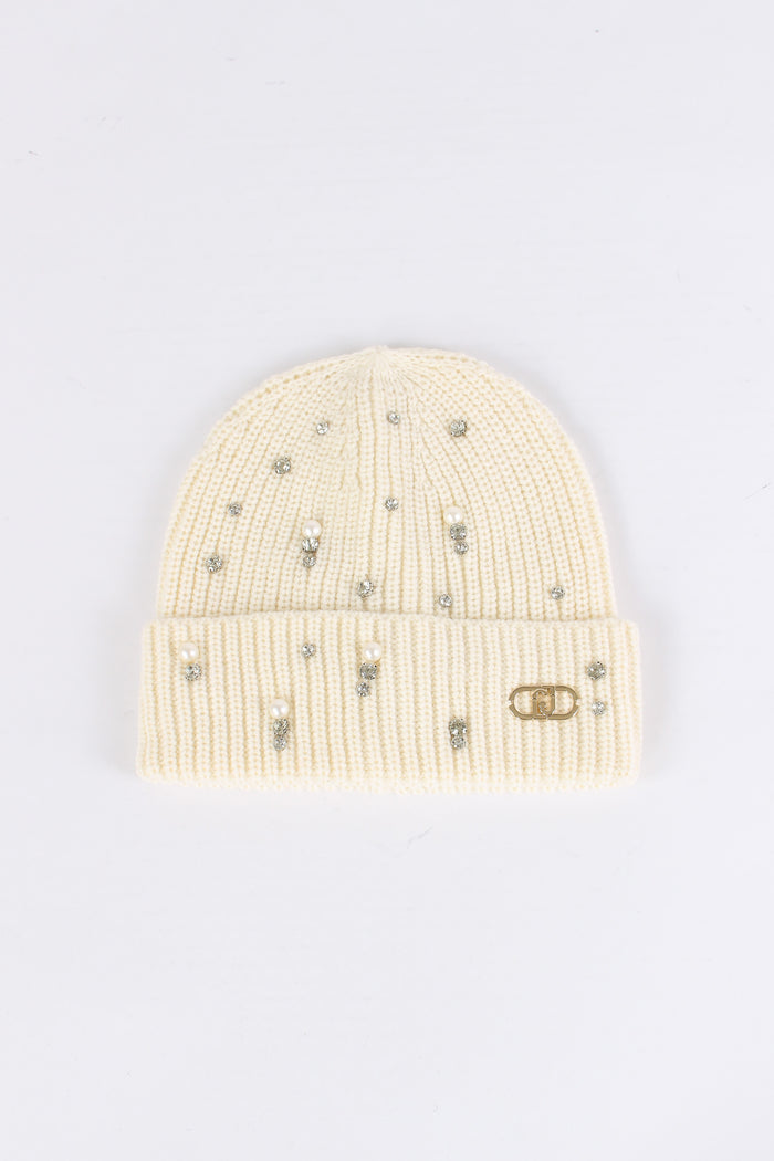 Cuffia Applicazioni Bianco Lana