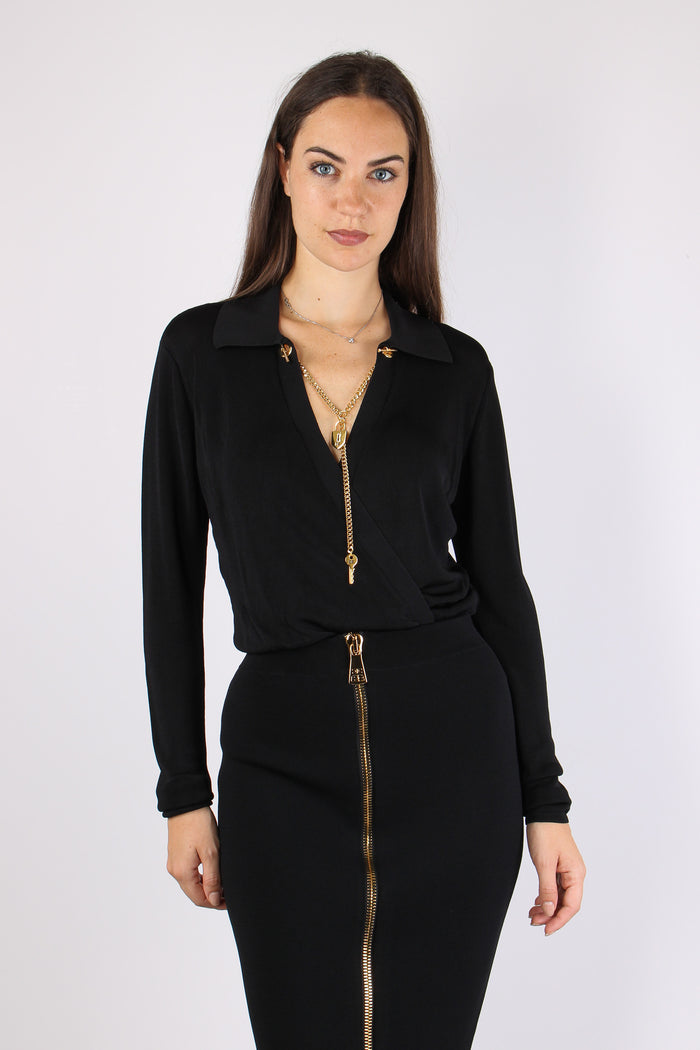 Body Tricot Scollo Zip Nero