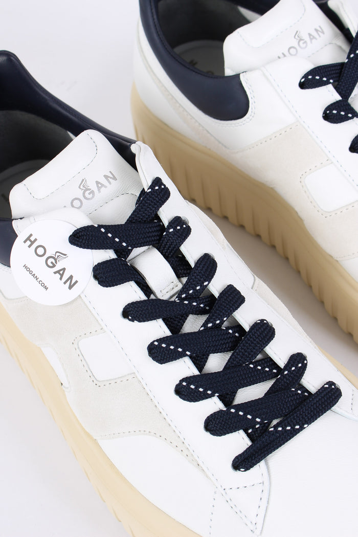 Sneaker Platform Nappa Bianco/blu-4