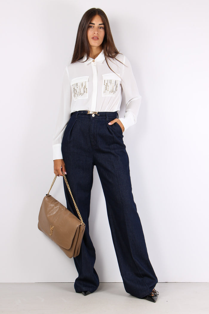 Juwell Camicia Tasche Paillet Milk