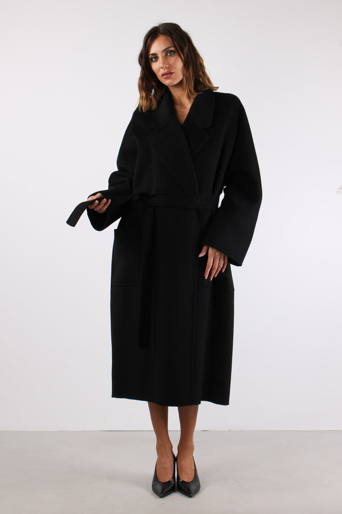 Cappotto Lungo Cintura Nero-2