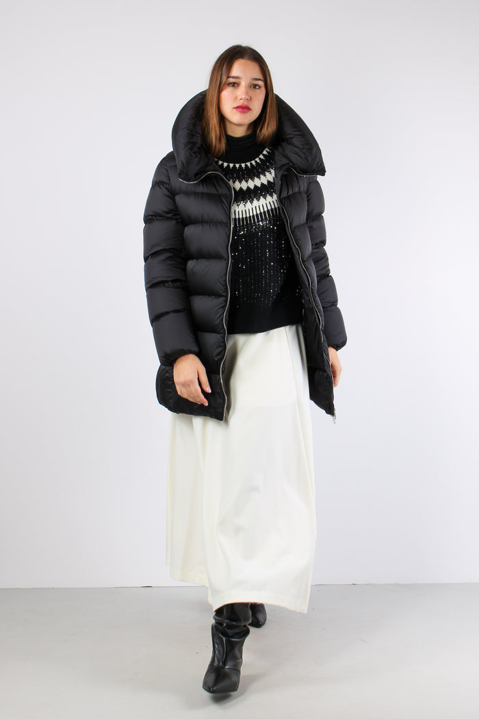 Piumino Lungo Cappuccio Black-7