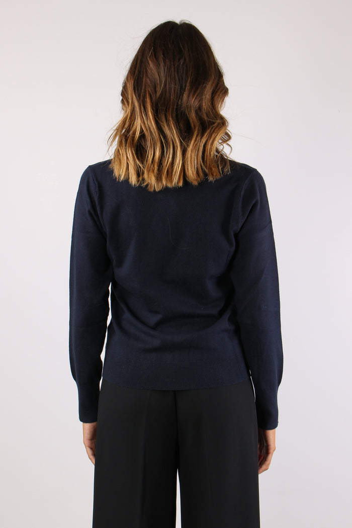 Maglia Girocollo Viscosa Blu-4