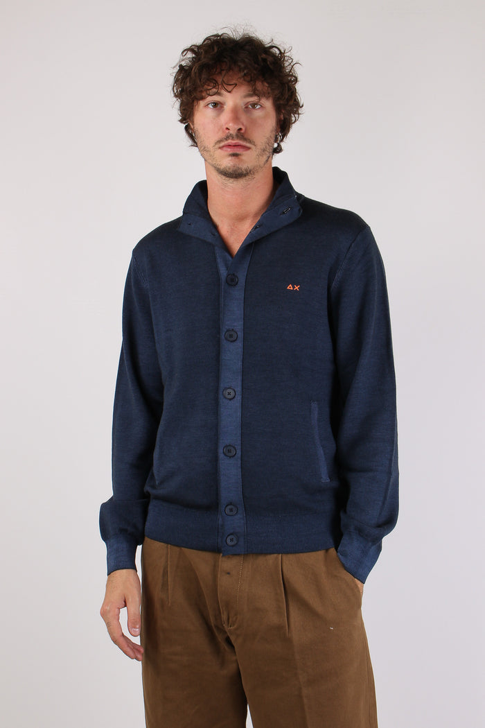 Cardigan Lana Bottoni Tinto Ca Navy Blue-2