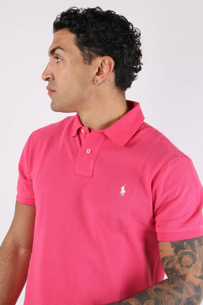 Polo Slim Fit Mesh Hot Pink-7
