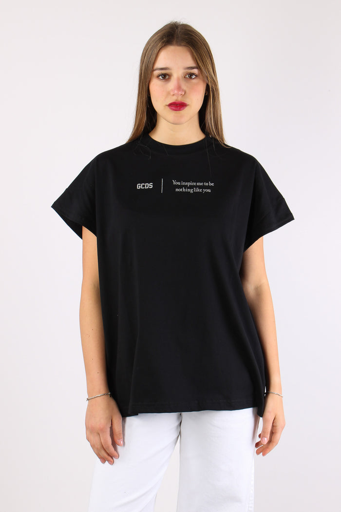 T-shirt Over Scritta Black/white-3