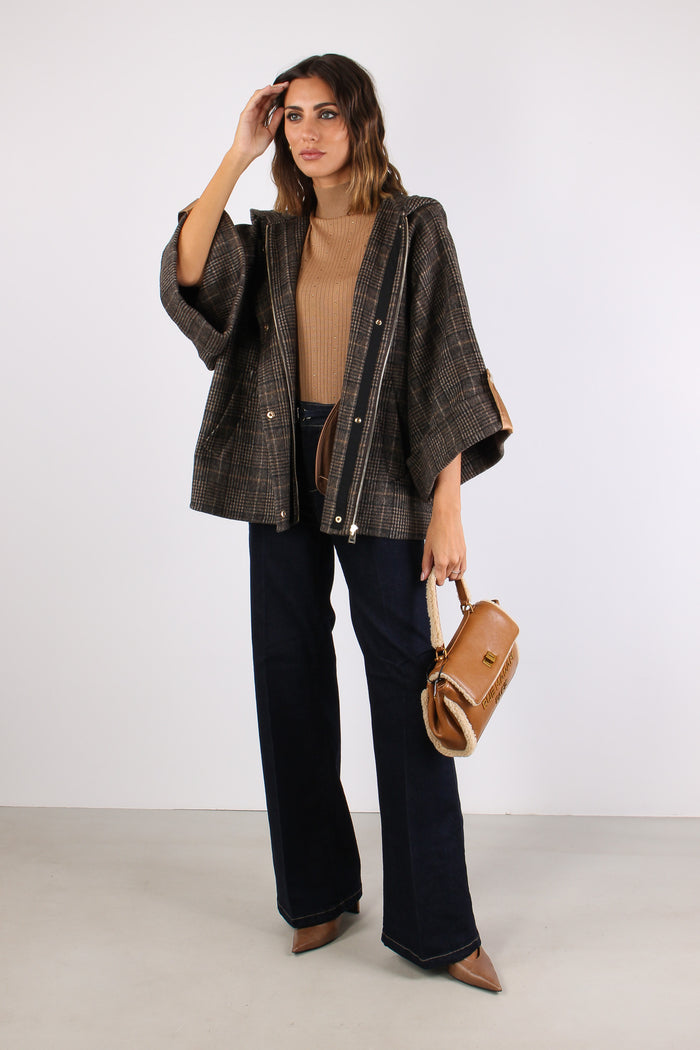 Cappa Quadro Retro Nylon Camel Check