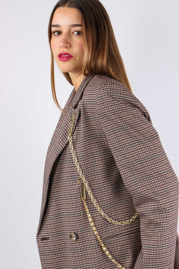 Giacca Check Catena Bordeaux/cammello-9