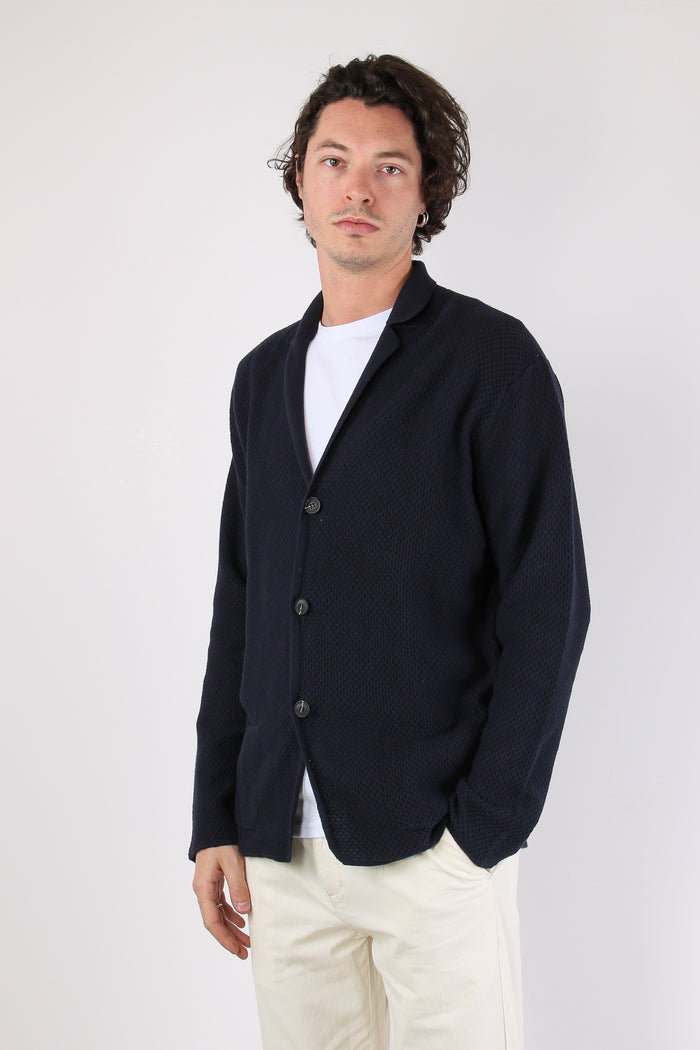 Cardigan In Maglia Navy-4