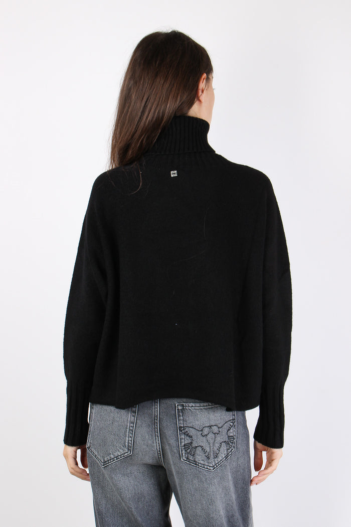 Maglia Collo Alto Viscosa Nero-6