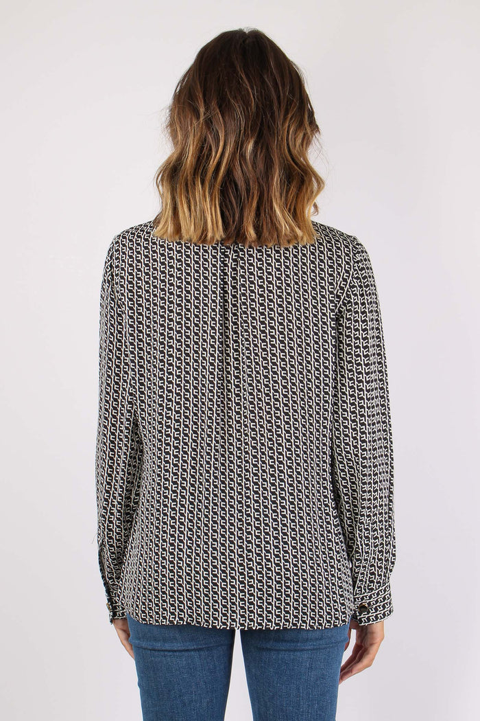 Camicia Viscosa Cravatta Nero/milk-6