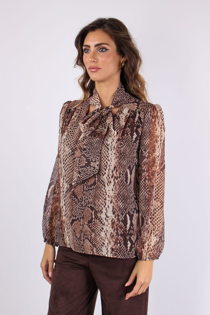 Camicia Fiocco Stampa Pitone Moro-5