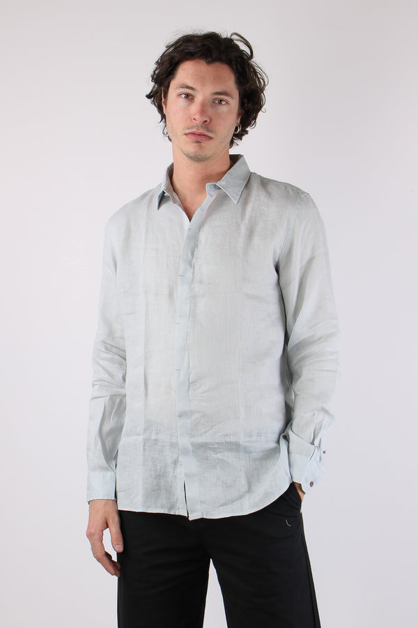 Camicia Lino Colletto Celeste