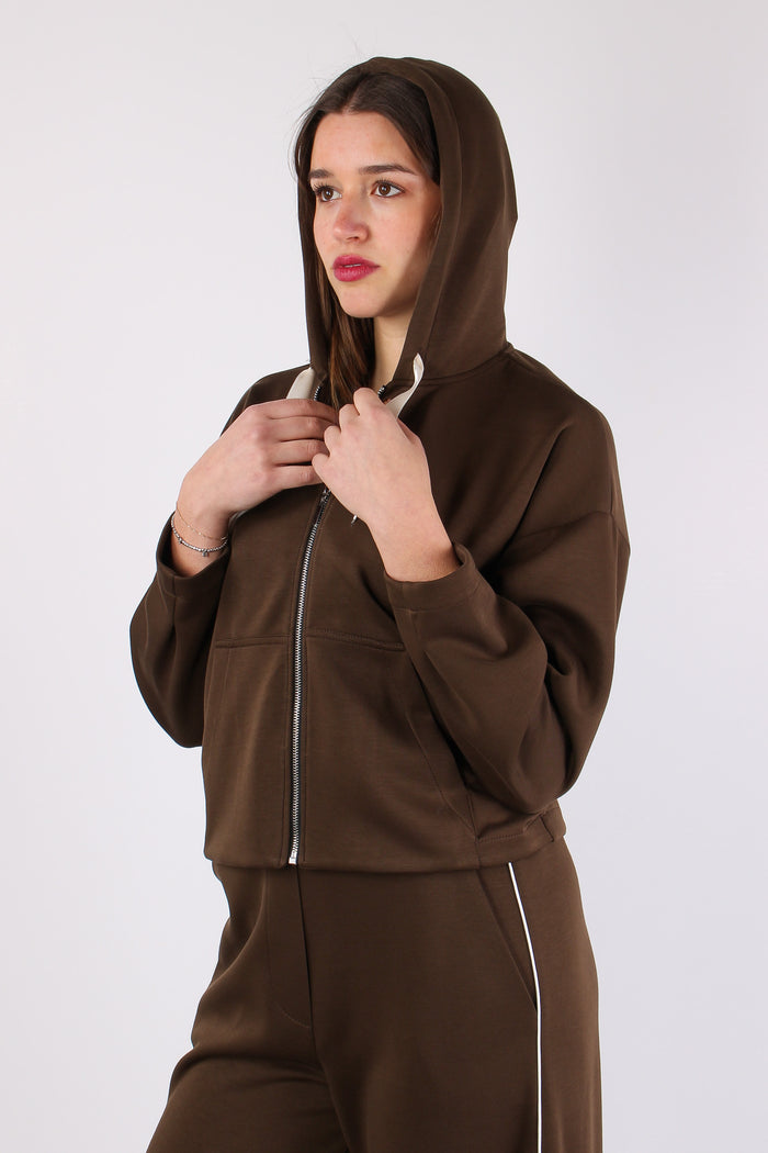 Giacca Corta Zip Modal Moro-3