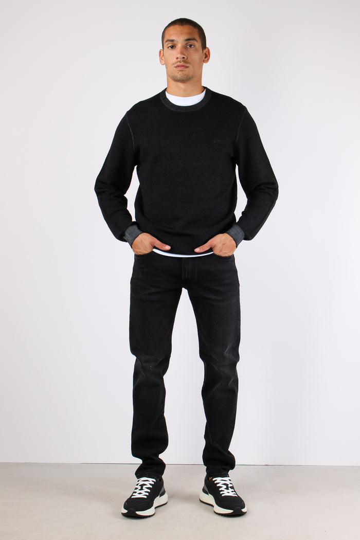 Maglia Lana Punto Riso Nero-5