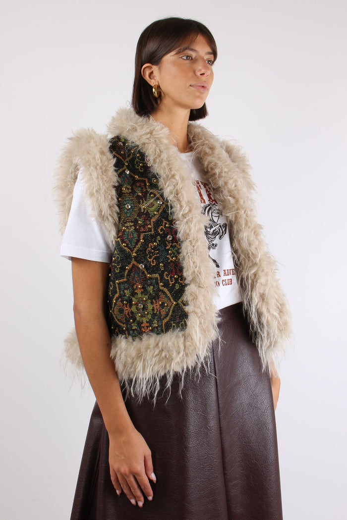 Gilet Etnico Nserto Strass Nero-7