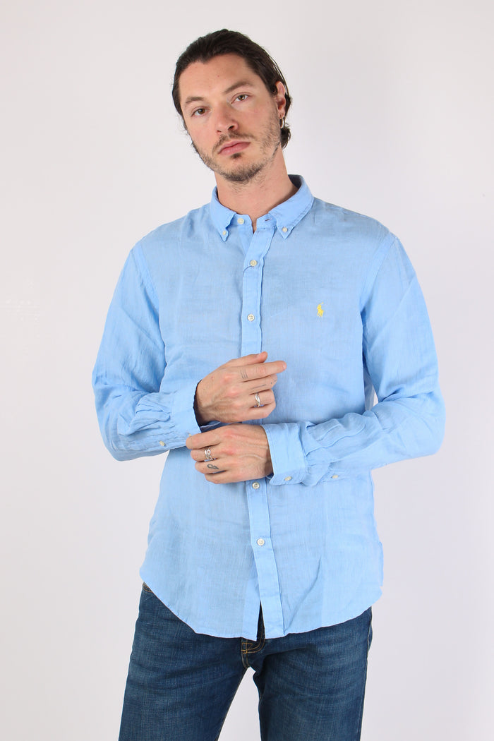Camicia Lino Slim Fit Austin Blue-3