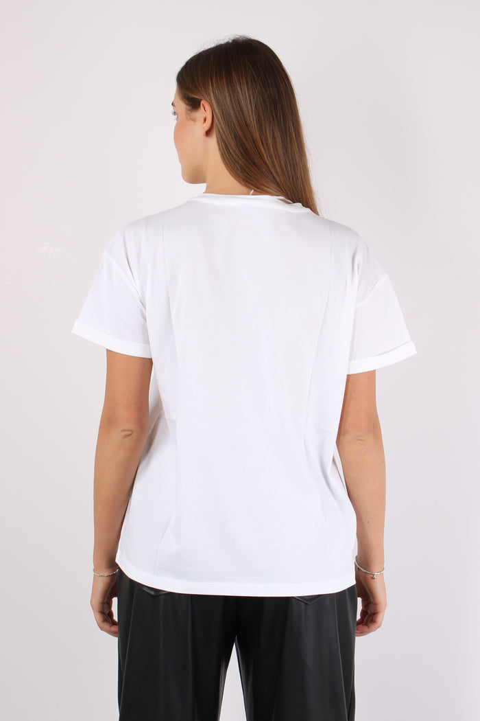 T-shirt Stampa Pailettes Bianco/lj-4