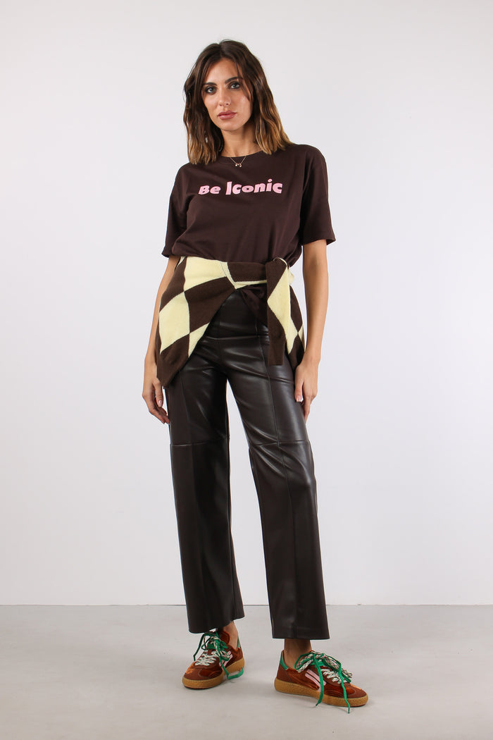 T-shirt Stampa Scritta Be Icon Moro-2