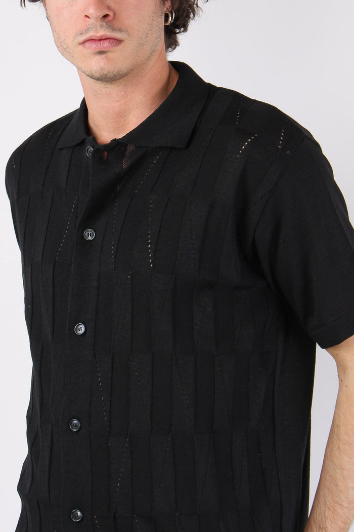 Camicia Lavorata Triangoli Nero-7