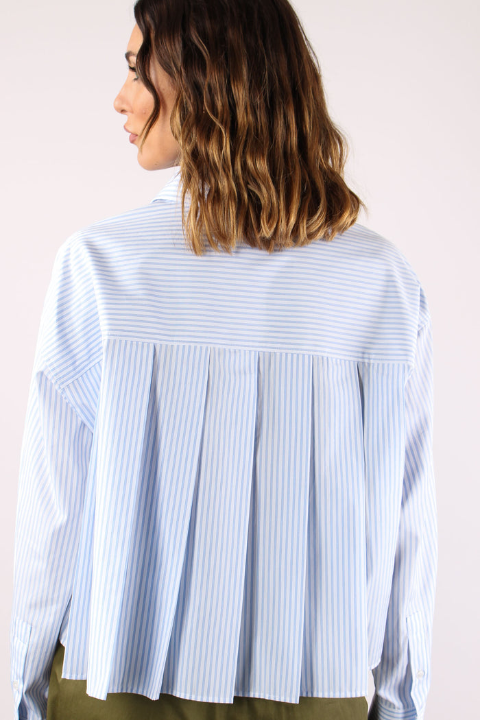 Wkddeden Camicia Pieghe Bianco/azzurro-7