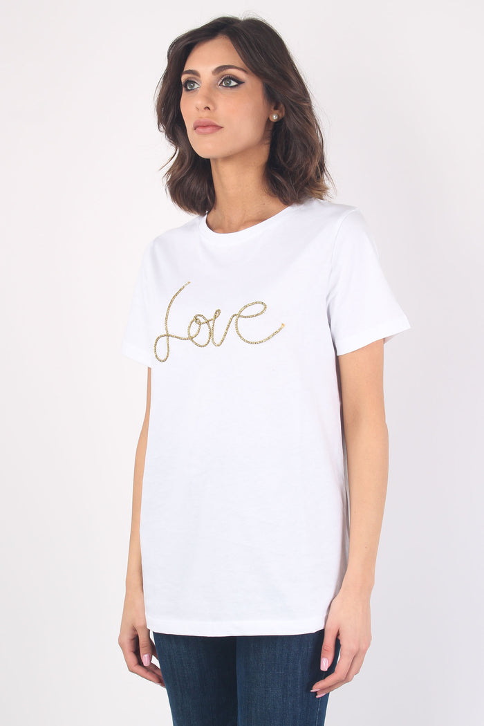 T-shirt Ricamo Love Bianco-4