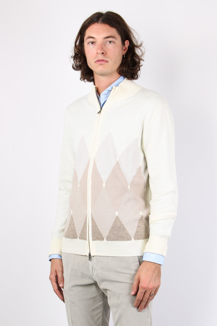 Cardigan Full Zip White/beige-6