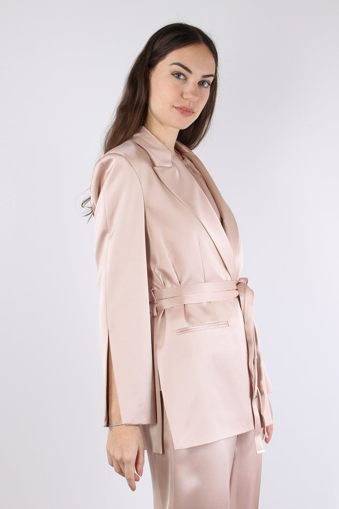 Rapa Giacca Cintura Satin Rosa Mogano-6