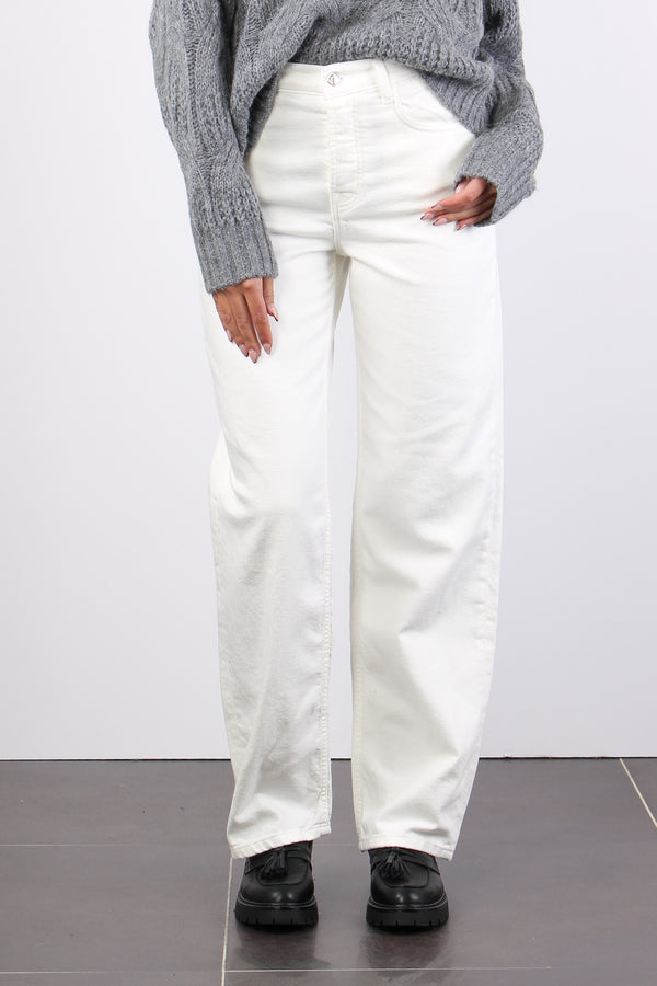 Pantalone Bull Gamba Dritta Bianco Lana-2