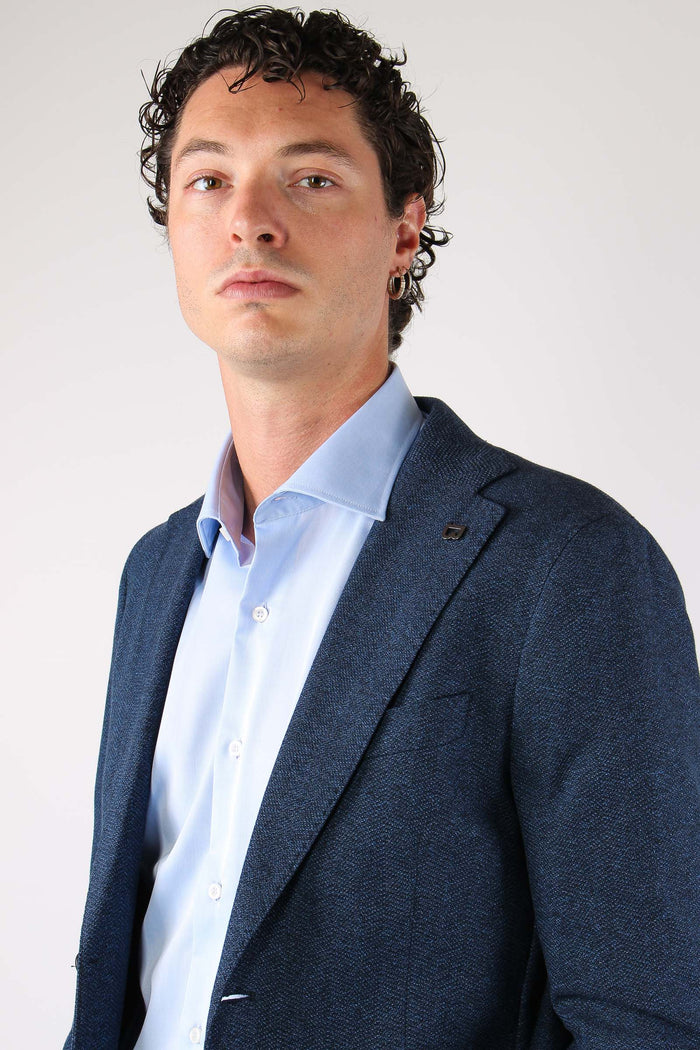Giacca Monopetto Chevron Blu-8