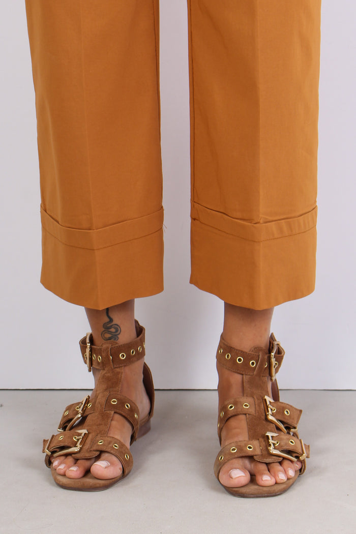 Pantalone Cropped Risvolto Coccio-6