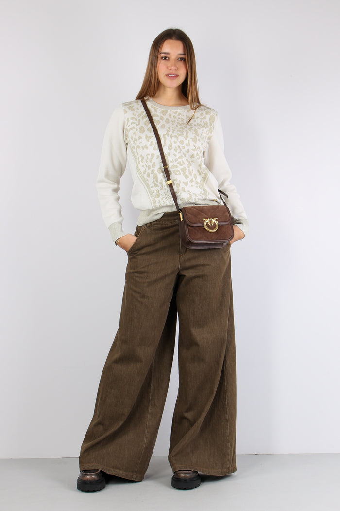 Maglia Inserto Macula Lurex Bianco/gold