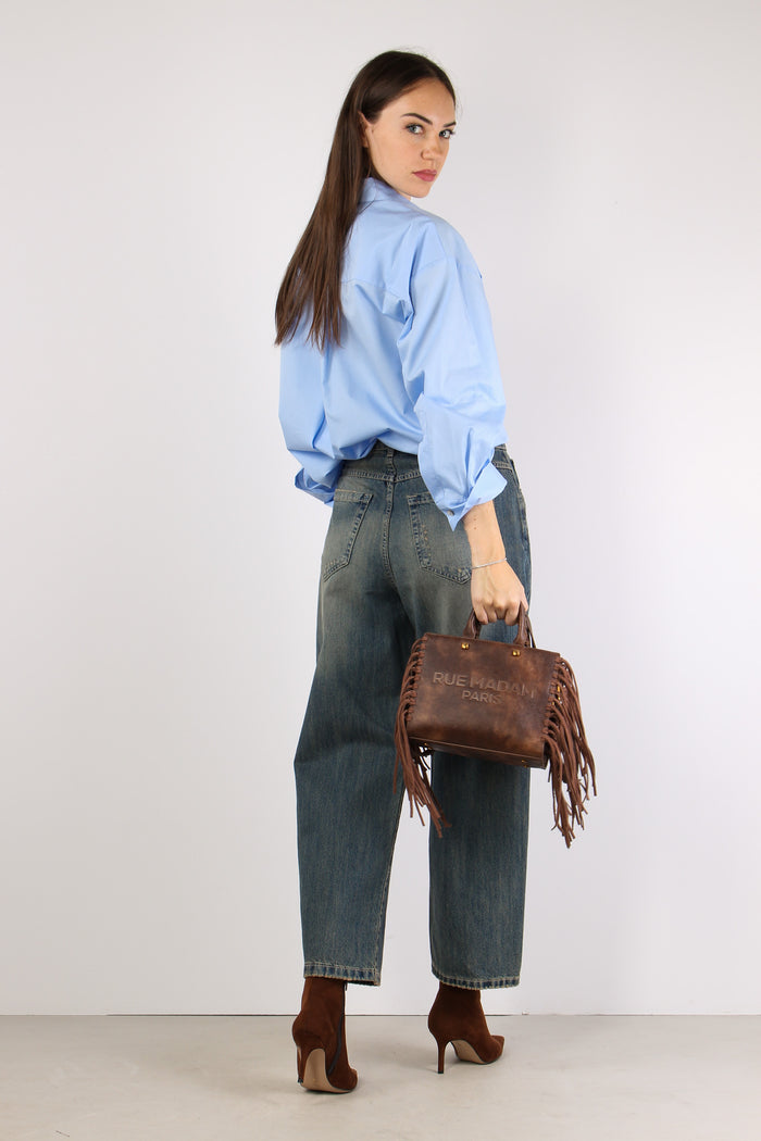 Denim Palazzo Lavaggio Te Blu Denim-8