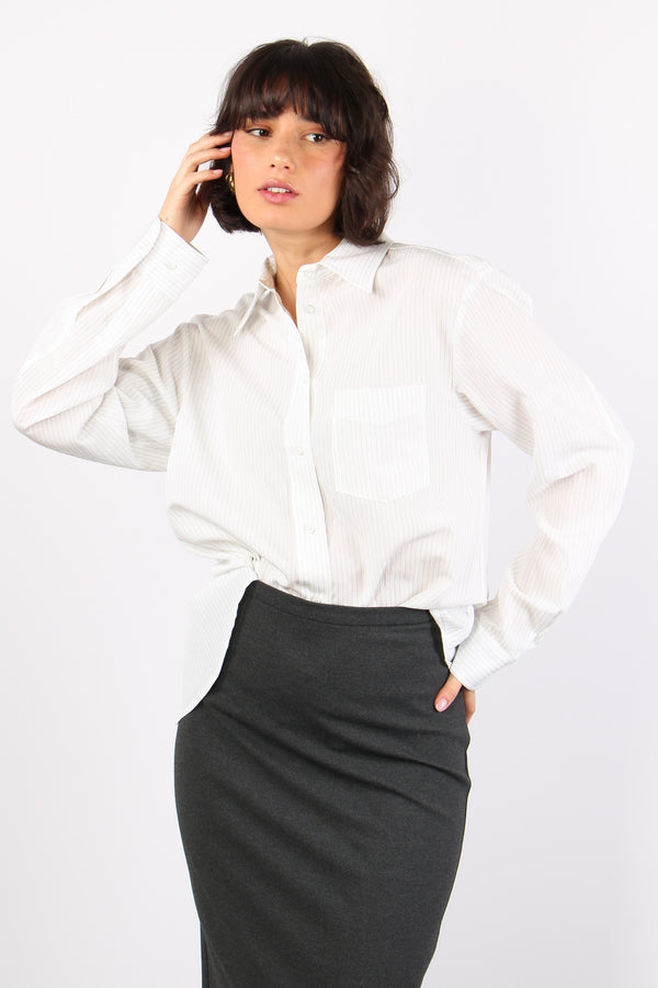 Corea Camicia Bastonetto Rig Bianco/nero