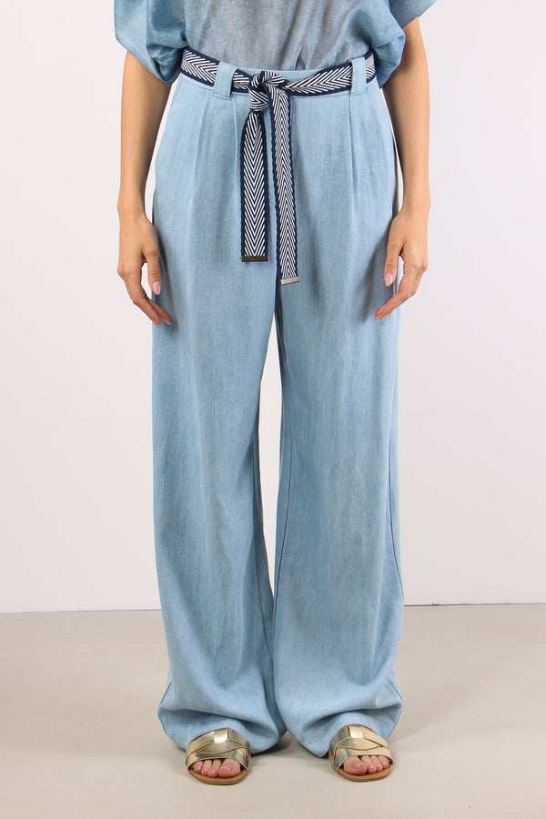 Pantalone Palazzo Denim Cintur Denim-2