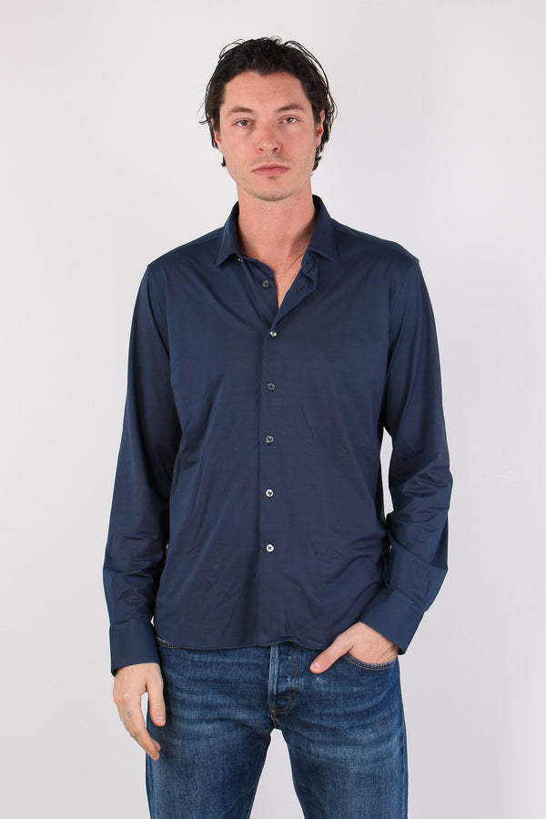 Camicia Tessuto Tecnico Micro Fantasia Dark Blue-2