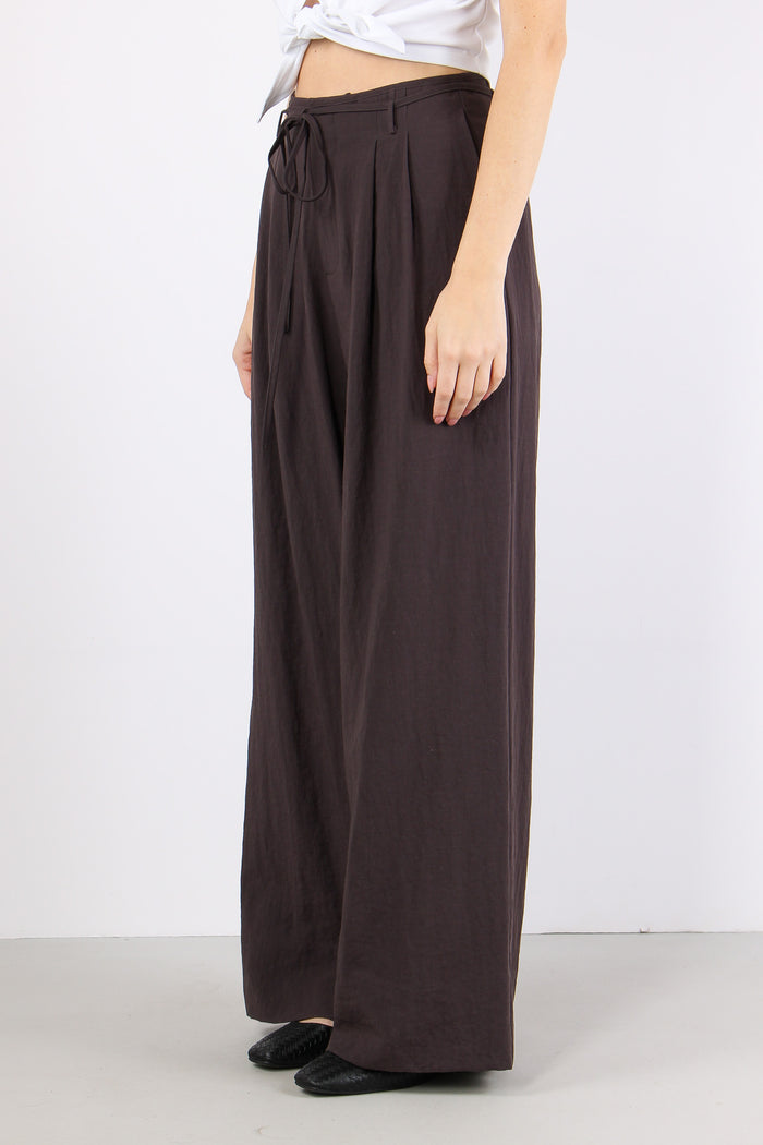 Pantalone Fluido Laccio Vita Malva-3