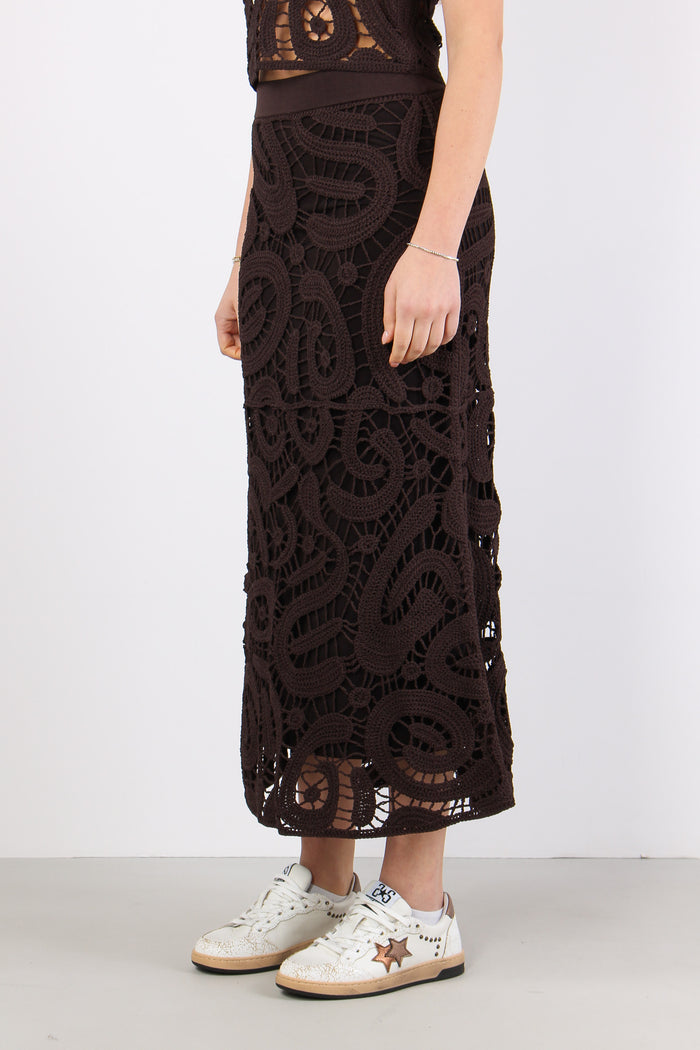 Maestrale Gonna Macrame Marrone Java-5