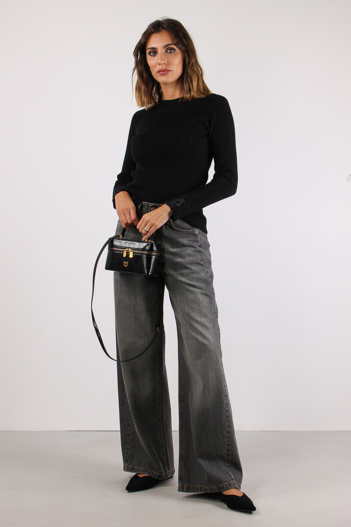 Maglia Costina Pizzo Polsi Nero-3