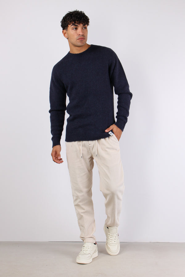 Maglia Girocollo Misto Alpaca Blu