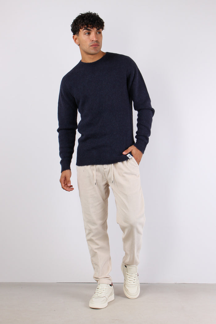 Maglia Girocollo Misto Alpaca Blu