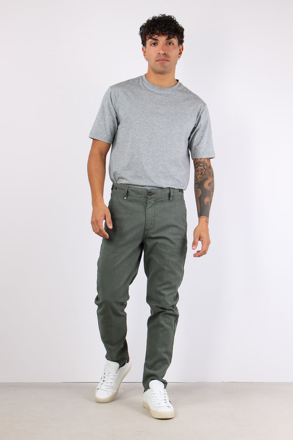 Pantalone Chino Riprese Latera Menta