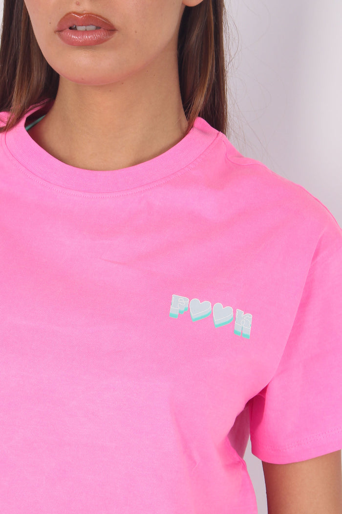 T-shirt Crop Logo Fluo Fuxsia-6