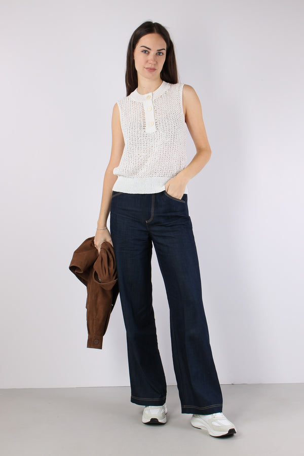 Gilet Cotone Traforato Bianco