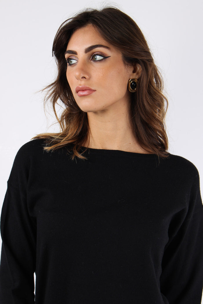 Maglia Over Viscosa Nero-7